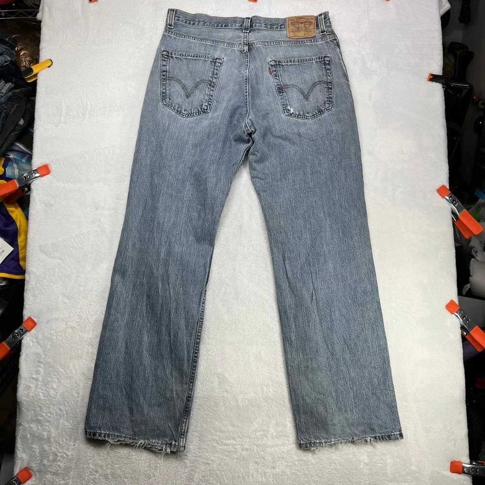 Levi's 559 Loose Fit Straight Jeans Mens Blue Denim Distressed Classic - 34X32.5